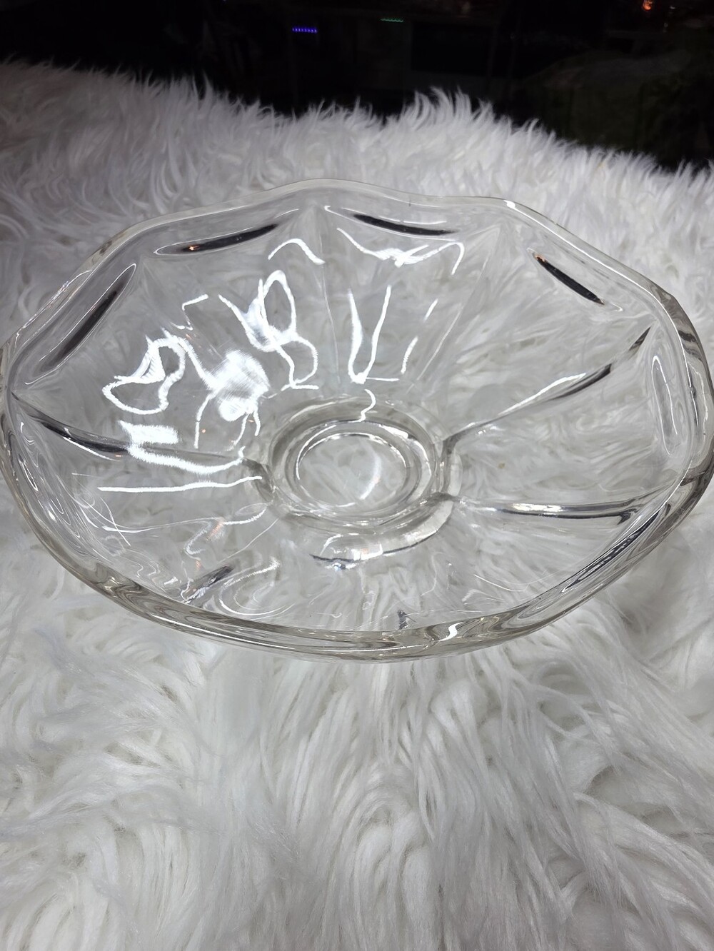 Eight panel footed bowl or compote, colorless lead glass, likely Pittsburgh, mad
